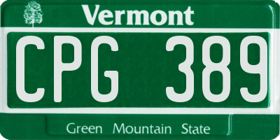 VT license plate CPG389