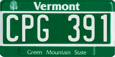 VT license plate CPG391