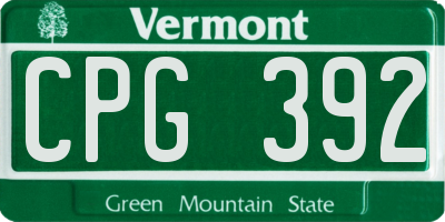 VT license plate CPG392