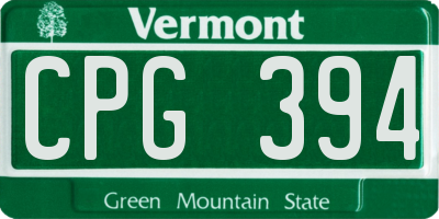 VT license plate CPG394
