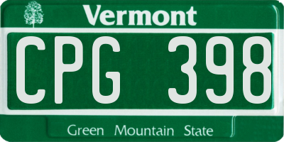 VT license plate CPG398