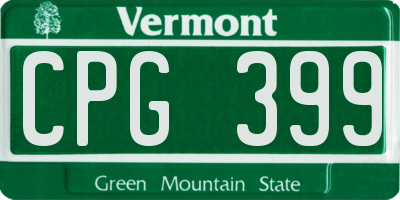 VT license plate CPG399