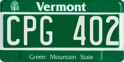 VT license plate CPG402