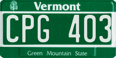 VT license plate CPG403