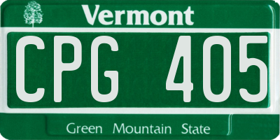 VT license plate CPG405