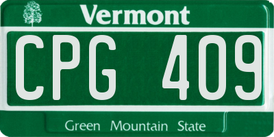VT license plate CPG409