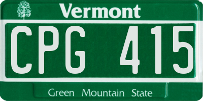 VT license plate CPG415