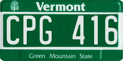 VT license plate CPG416