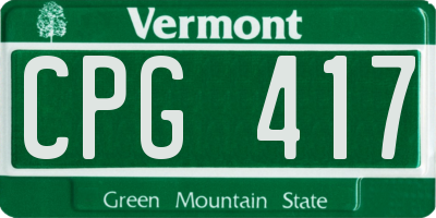 VT license plate CPG417