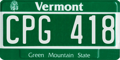 VT license plate CPG418
