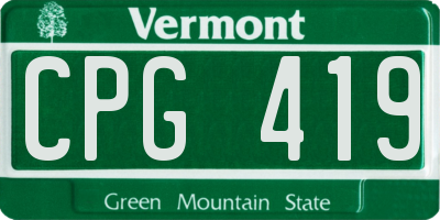 VT license plate CPG419