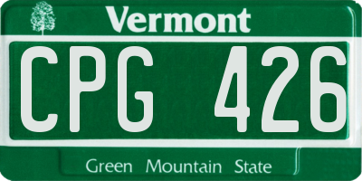VT license plate CPG426