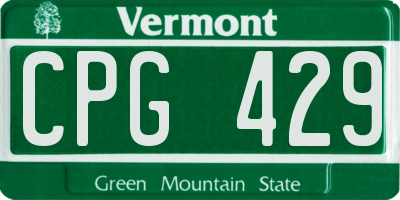VT license plate CPG429