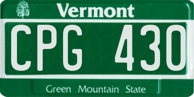 VT license plate CPG430