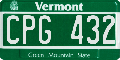 VT license plate CPG432