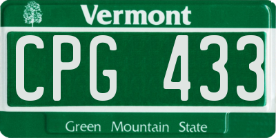 VT license plate CPG433