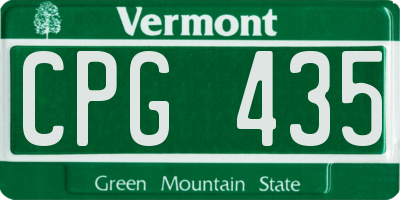 VT license plate CPG435