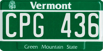 VT license plate CPG436