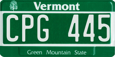 VT license plate CPG445