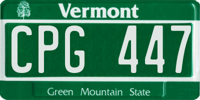 VT license plate CPG447
