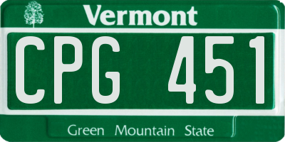 VT license plate CPG451