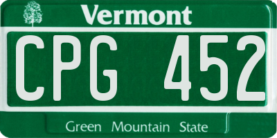 VT license plate CPG452