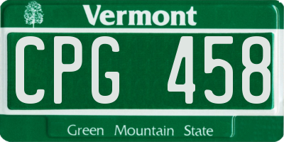 VT license plate CPG458