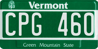 VT license plate CPG460