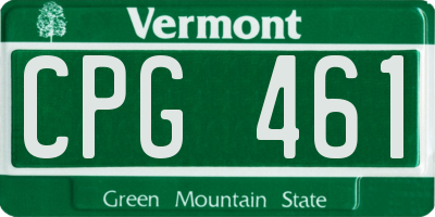 VT license plate CPG461