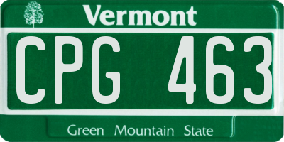 VT license plate CPG463