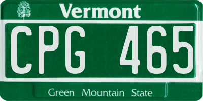 VT license plate CPG465