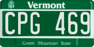 VT license plate CPG469