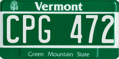 VT license plate CPG472