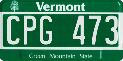 VT license plate CPG473