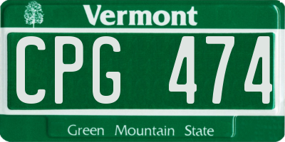 VT license plate CPG474