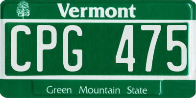 VT license plate CPG475