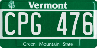 VT license plate CPG476