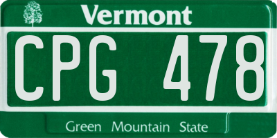 VT license plate CPG478