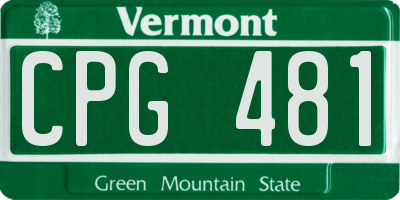 VT license plate CPG481