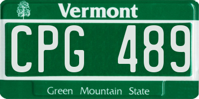 VT license plate CPG489