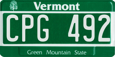 VT license plate CPG492