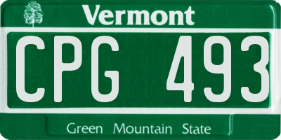 VT license plate CPG493