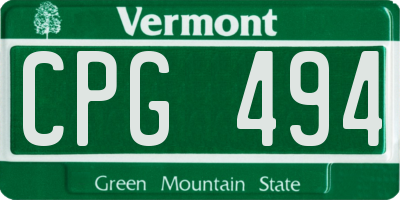 VT license plate CPG494