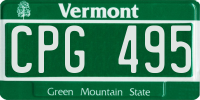VT license plate CPG495