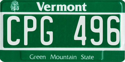 VT license plate CPG496