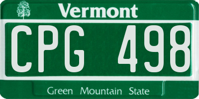 VT license plate CPG498