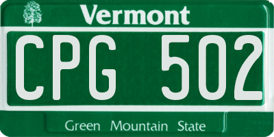 VT license plate CPG502