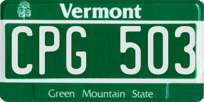 VT license plate CPG503