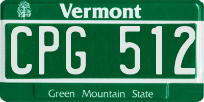 VT license plate CPG512