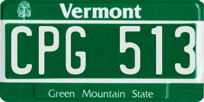 VT license plate CPG513